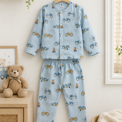 Wheel Party- Muslin Slub 100% Cotton | Soft Unisex Set for Kids