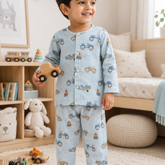 Wheel Party- Muslin Slub 100% Cotton | Soft Unisex Set for Kids