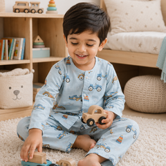 Wheel Party- Muslin Slub 100% Cotton | Soft Unisex Set for Kids