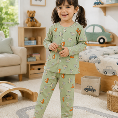 Green Car Hop - 60s Count Premium 100% Cotton Poplin | Soft Unisex Set for Kids