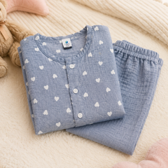 Grey Hearts| Premium Crinkled Double Layered Soft Unisex Muslin Set for New Born to 6 Years