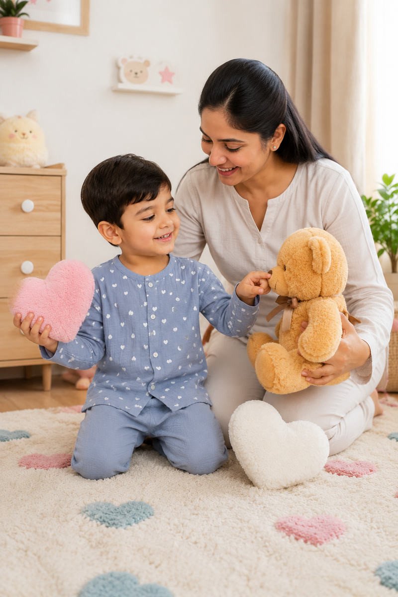 Grey Hearts| Premium Crinkled Double Layered Soft Unisex Muslin Set for New Born to 6 Years