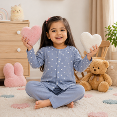 Grey Hearts| Premium Crinkled Double Layered Soft Unisex Muslin Set for New Born to 6 Years