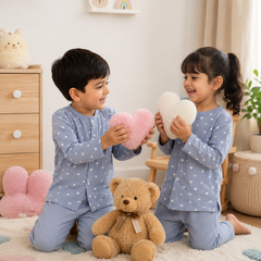 Grey Hearts| Premium Crinkled Double Layered Soft Unisex Muslin Set for New Born to 6 Years