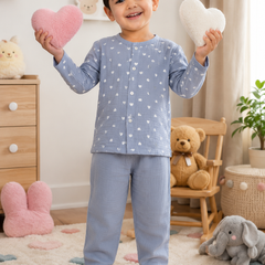 Grey Hearts| Premium Crinkled Double Layered Soft Unisex Muslin Set for New Born to 6 Years