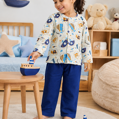 Blue Fish| Premium Crinkled Double Layered Soft Unisex Muslin Set for New Born to 6 Years