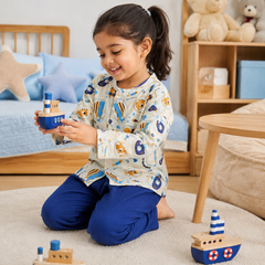 Blue Fish| Premium Crinkled Double Layered Soft Unisex Muslin Set for New Born to 6 Years