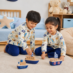 Blue Fish| Premium Crinkled Double Layered Soft Unisex Muslin Set for New Born to 6 Years