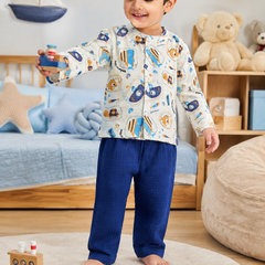 Blue Fish| Premium Crinkled Double Layered Soft Unisex Muslin Set for New Born to 6 Years