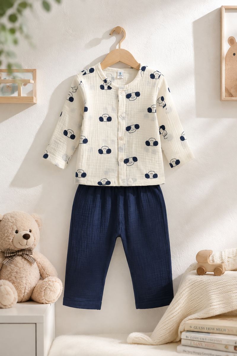 Puppito| Premium Crinkled Double Layered Soft Unisex Muslin Set for New Born to 6 Years