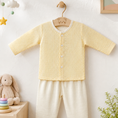 Soft Yellow Stripes | Checkered Muslin | Soft Unisex Muslin Set for New Born to 6 Years