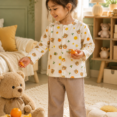 Bear Orange| Premium Crinkled Double Layered Soft Unisex Muslin Set for New Born to 6 Years