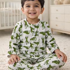 Green Leopard - 100% Cotton Lightweight Cambric Soft Unisex Muslin Set for New Born to 6 Years