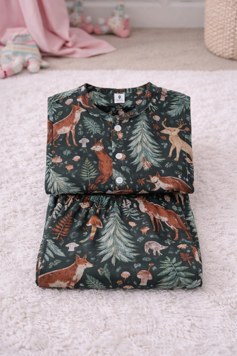 Forest - 100% Cotton Lightweight Cambric Soft Unisex Muslin Set for New Born to 6 Years