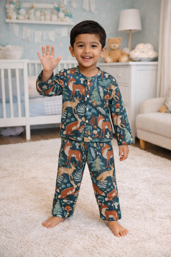 Forest - Kradyl Kroft 100% Cotton Lightweight Night Suit Set for New Born to 6 Years