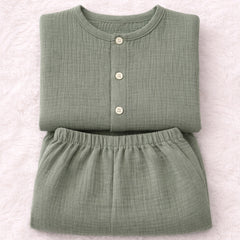 Solid Olive| Premium Crinkled Double Layered Soft Unisex Muslin Set for New Born to 6 Years