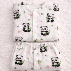 Panda Leaves | Checkered Muslin | Soft Unisex Muslin Set for New Born to 6 Years