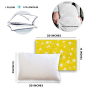 Born Star Yellow Toddler Pillows with 100% Cotton Removable cover - 20 X 15 Inches | Children Pillows