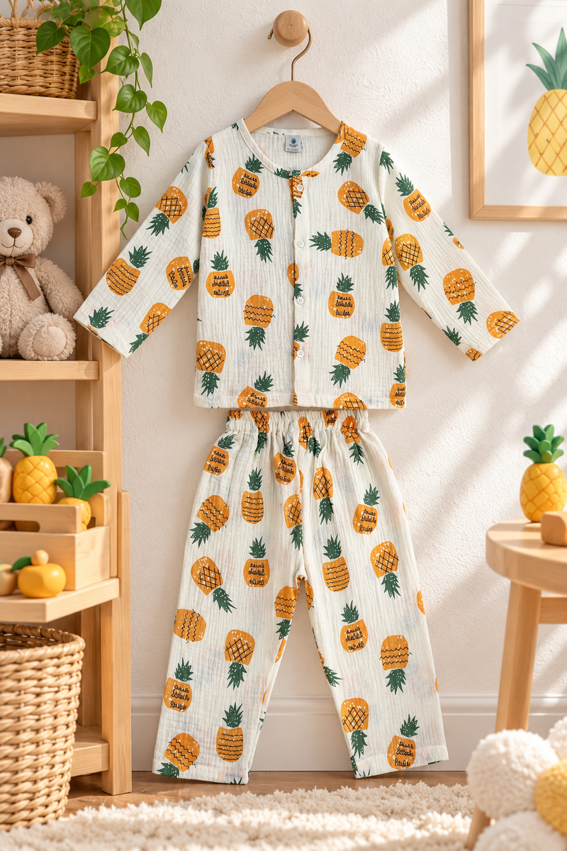 Pineapply - Premium Crinkled Double Layered Soft Unisex Muslin Set for New Born to 6 Years