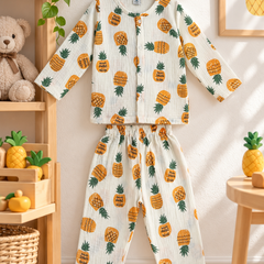 Pineapply - Premium Crinkled Double Layered Soft Unisex Muslin Set for New Born to 6 Years