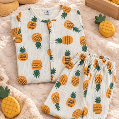 Pineapply - Premium Crinkled Double Layered Soft Unisex Muslin Set for New Born to 6 Years