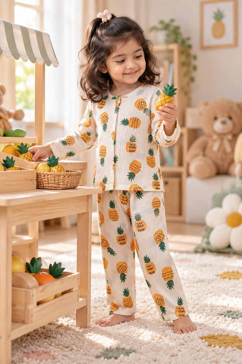 Pineapply - Premium Crinkled Double Layered Soft Unisex Muslin Set for New Born to 6 Years