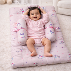 4 Pcs Muslin Bedding Set for 0 to 6 Months - Pink Bunny