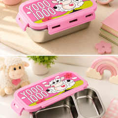 2 Compartment Stainless Steel Lunch Box | Leak Proof Easy Lock | BPA Free Food Grade Tiffin Box