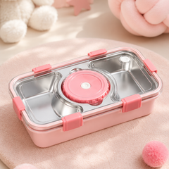 3 Compartment Stainless Steel Lunch Box for Kids, Spoon Chopsticks, Leakproof Tiffin Box, Insulated Bento Lunch Box for School, Boys, Girls & Travel