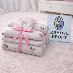 4 Pcs Muslin Bedding Set for 0 to 6 Months - Pink Puppy