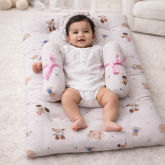 4 Pcs Muslin Bedding Set for 0 to 6 Months - Pink Puppy