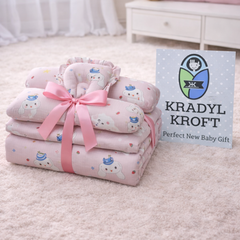 4 Pcs Muslin Bedding Set for 0 to 6 Months - Pink Tea