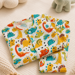 Cute Dinos - 100% Cotton Poplin | Unisex | Half Sleeve Cotton Sets for New Born to 6 Years
