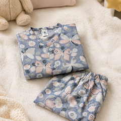Grey Butterfly - 100% Cotton Poplin | Unisex | Half Sleeve Cotton Sets for New Born to 6 Years