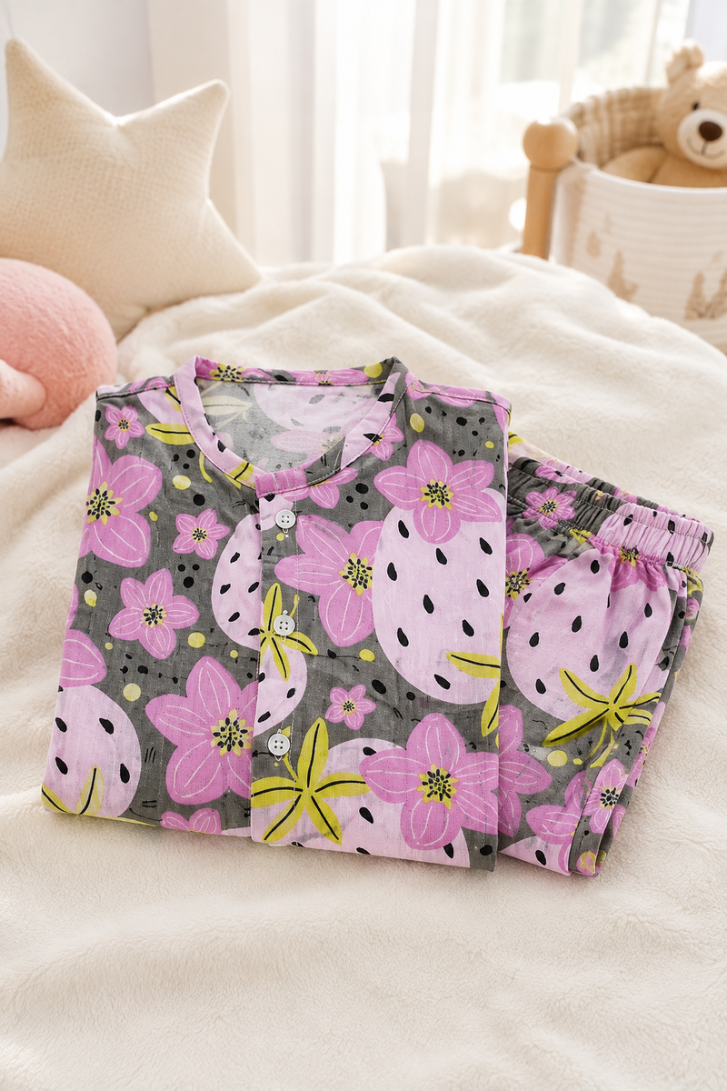 Very Berry - 100% Cotton Poplin | Unisex | Half Sleeve Cotton Sets for New Born to 6 Years