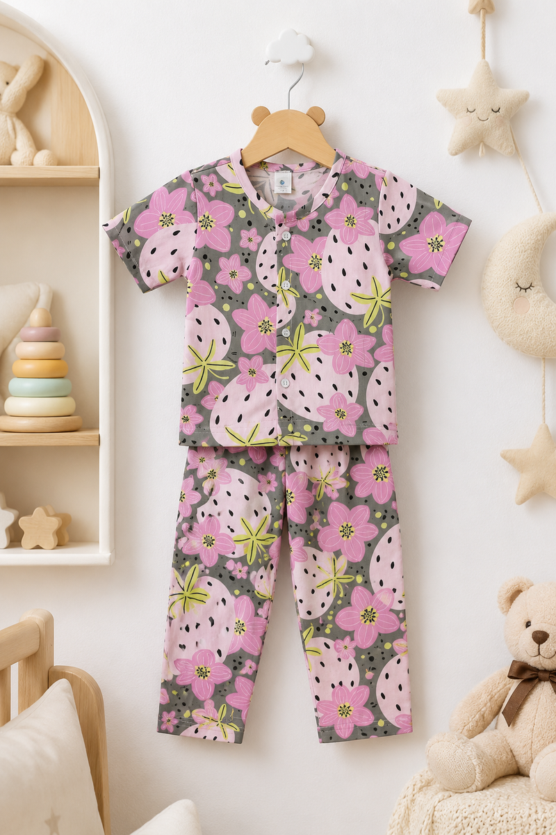 Very Berry - 100% Cotton Poplin | Unisex | Half Sleeve Cotton Sets for New Born to 6 Years