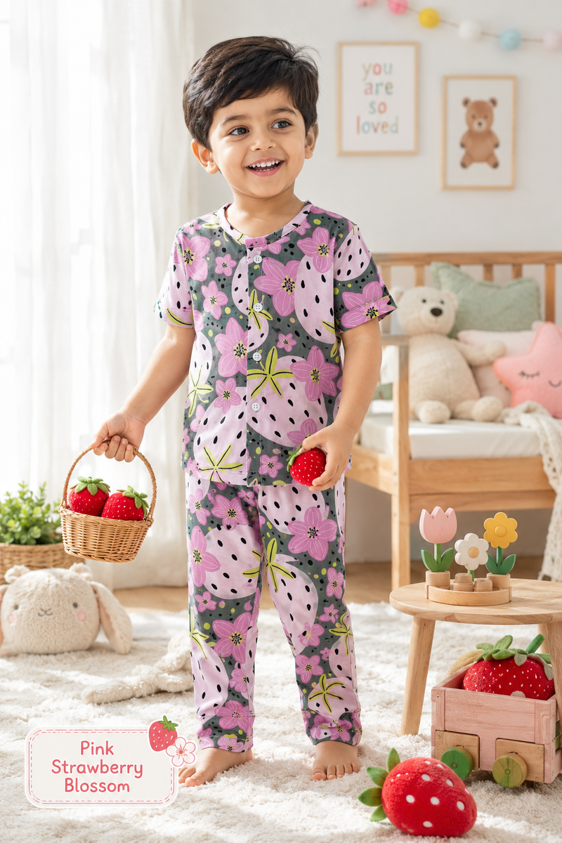 Very Berry - 100% Cotton Poplin | Unisex | Half Sleeve Cotton Sets for New Born to 6 Years
