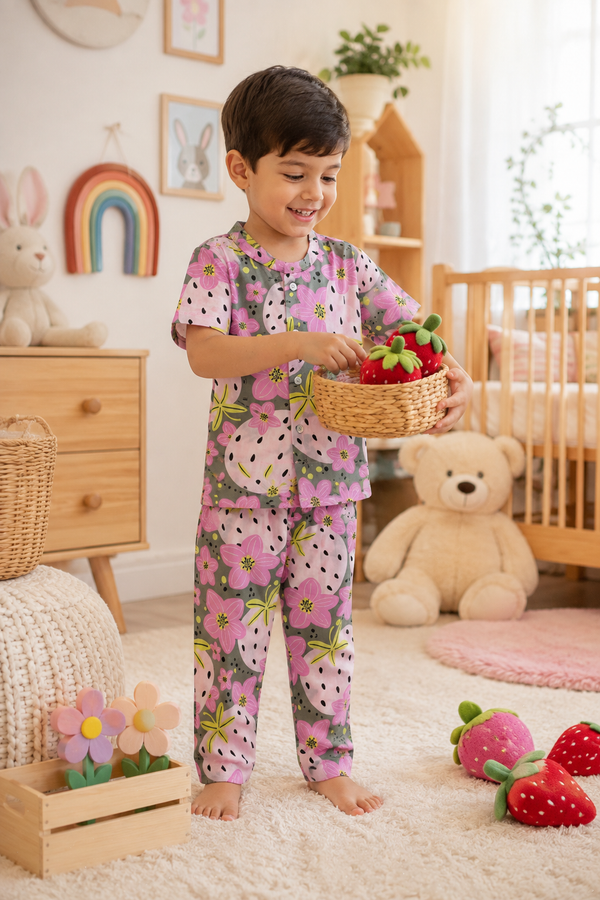 Very Berry - 100% Cotton Poplin | Unisex | Half Sleeve Cotton Sets for New Born to 6 Years