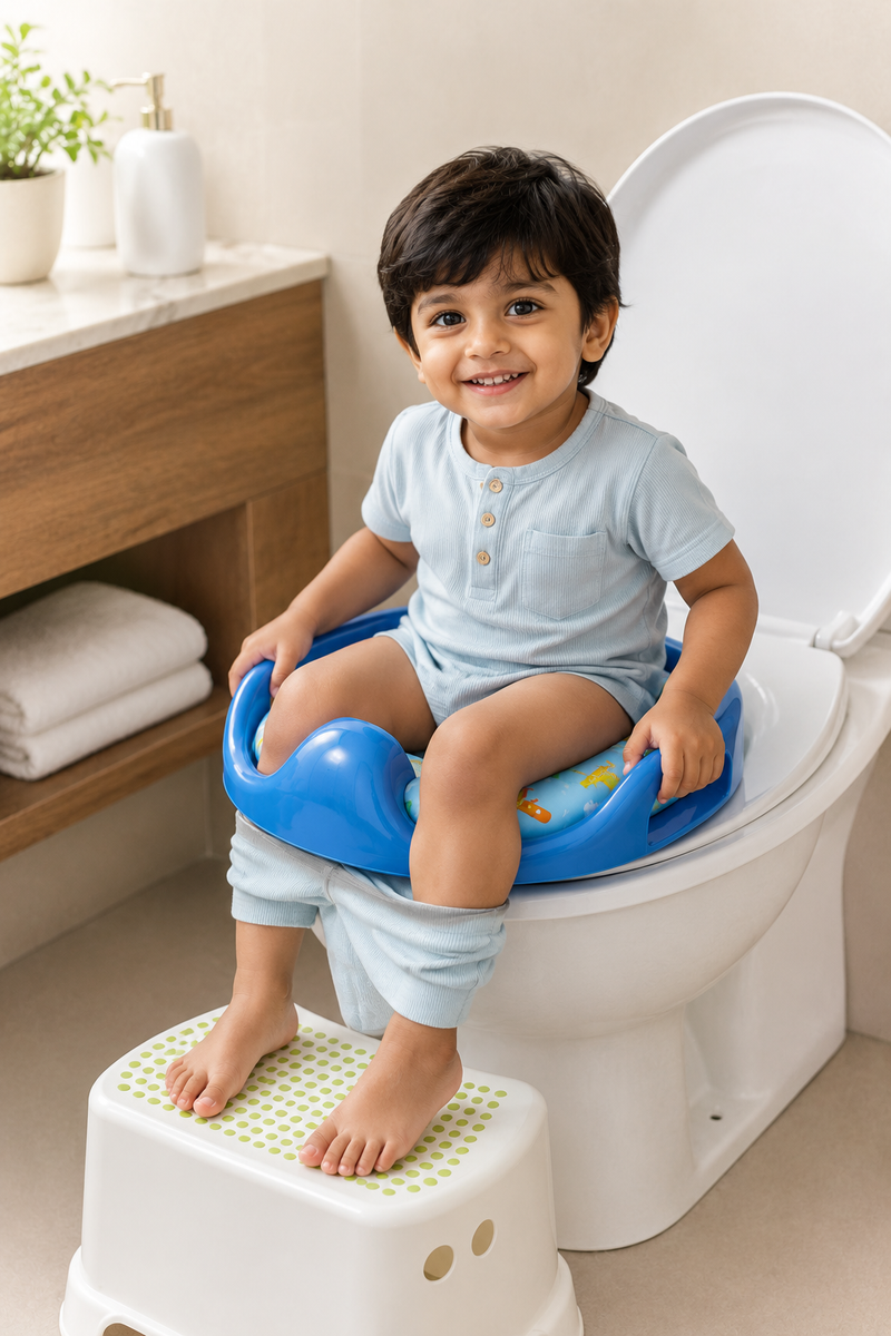 Cushioned Potty Seat with Handles - Blue Aeroplane