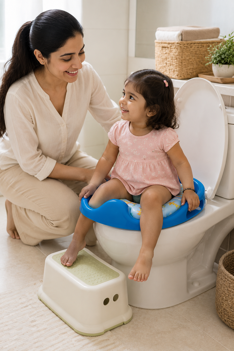 Cushioned Potty Seat with Handles - Blue Aeroplane
