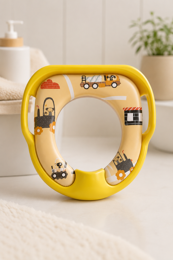 Cushioned Potty Seat with Handles - Yellow Truck