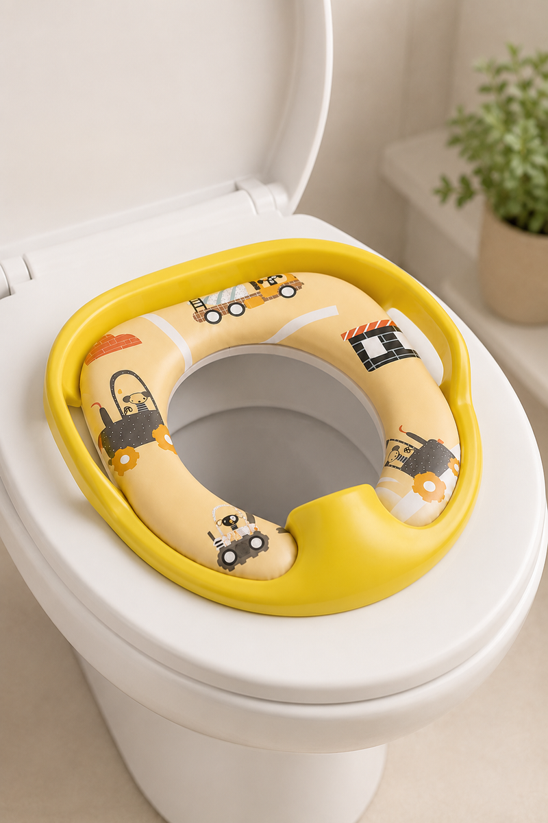 Cushioned Potty Seat with Handles - Yellow Truck