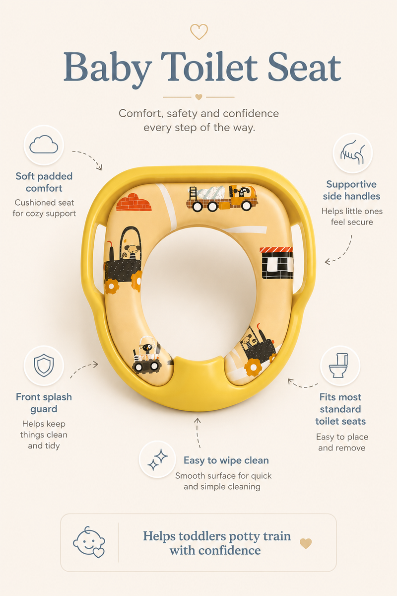 Cushioned Potty Seat with Handles - Yellow Truck
