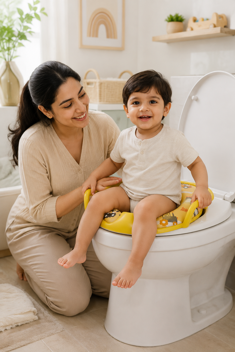 Cushioned Potty Seat with Handles - Yellow Truck