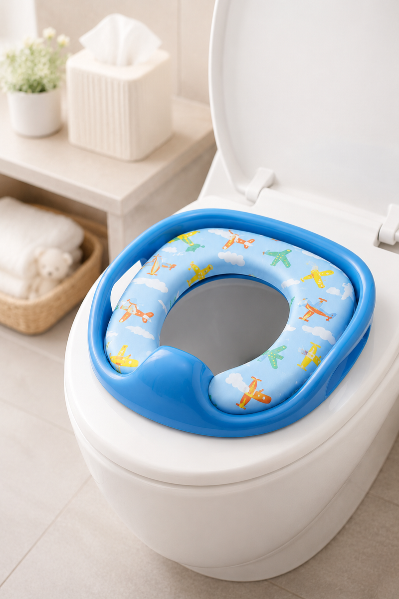 Cushioned Potty Seat with Handles - Blue Aeroplane
