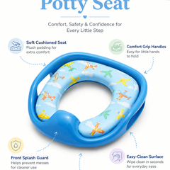 Cushioned Potty Seat with Handles - Blue Aeroplane