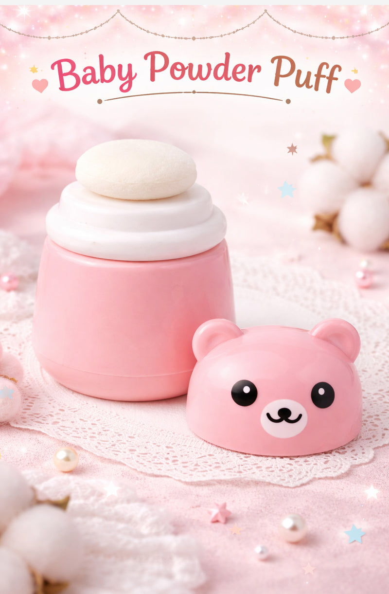 Pink Baby Powder Puff | Baby Powder Puff With Box | Powder Puff With Box Holder Container | Powder Puff For Babies | Puff Powder Box