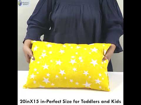 Born Star Yellow Toddler Pillows with 100% Cotton Removable cover - 20 X 15 Inches | Children Pillows