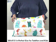 Jungle Fun - Toddler Pillow with 100% Cotton Removable cover - 20 X 15 Inches | Children Pillows