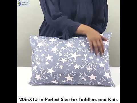 Born Star Grey Toddler Pillows with 100% Cotton Removable cover - 20 X 15 Inches | Children Pillows